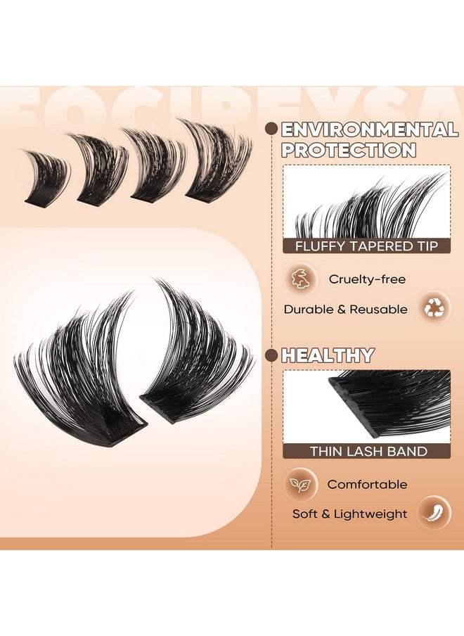 Focipeysa Eyelash Extensions 200D Lash Clusters 14-20MM Lashes Extensions Thick Lash Clusters D Curl Individual Lashes Extensions Soft Reusable Cluster Lash Extension DIY Lash Cluster Extensions