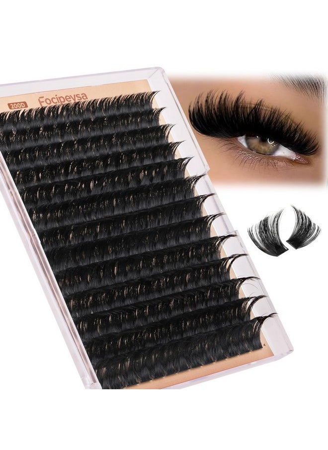 Focipeysa Eyelash Extensions 200D Lash Clusters 14-20MM Lashes Extensions Thick Lash Clusters D Curl Individual Lashes Extensions Soft Reusable Cluster Lash Extension DIY Lash Cluster Extensions