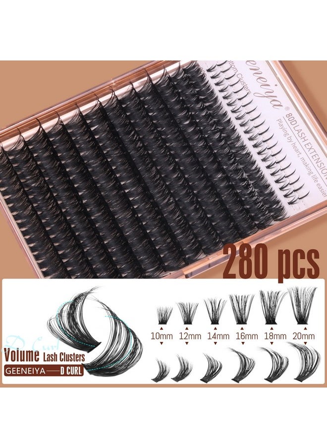 Geeneiya Cluster Eyelash Extensions Kit Bottom Lash Clusters 10-20mm DIY Lash Extension Kit Wispy Volume Individual Eyelashes with Waterproof Lash Bond and Seal Applicator for Beginners