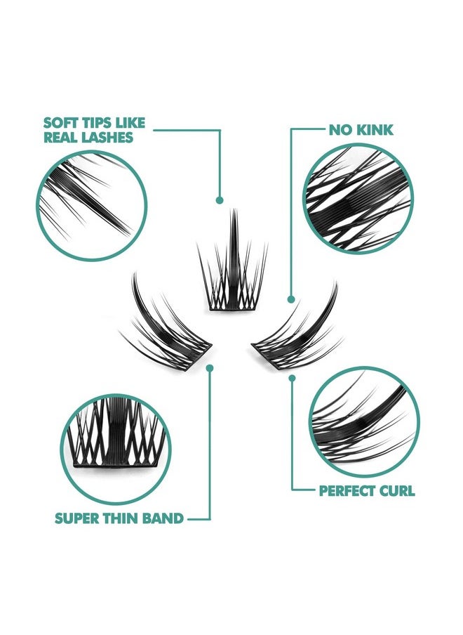 DIY Eyelash Extension, 3D Effect Glue Bonded Band Individual Lash 48 Clusters Volume Lashes Set, Home Eyelash Extension, C curl Lashes Pack 12MM-Spikes-48 Clusters
