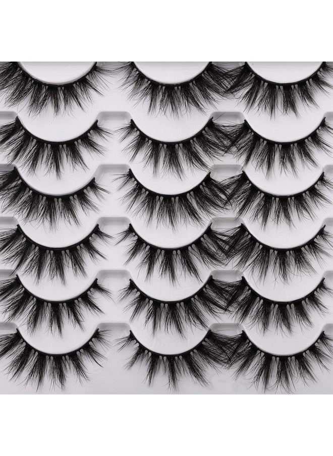 Cat Eye Lashes Pack Wispy 3D Faux Mink Lashes 18 mm False Eyelashes Soft Reusable Handmade Fake Eyelashes, 12 Pairs Pack by Pawotence