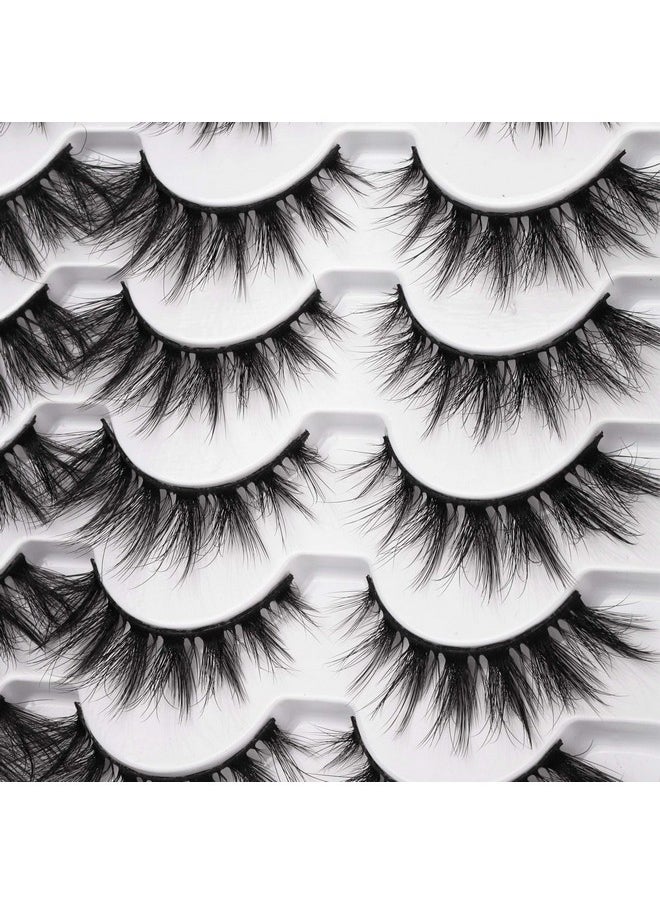 Cat Eye Lashes Pack Wispy 3D Faux Mink Lashes 18 mm False Eyelashes Soft Reusable Handmade Fake Eyelashes, 12 Pairs Pack by Pawotence