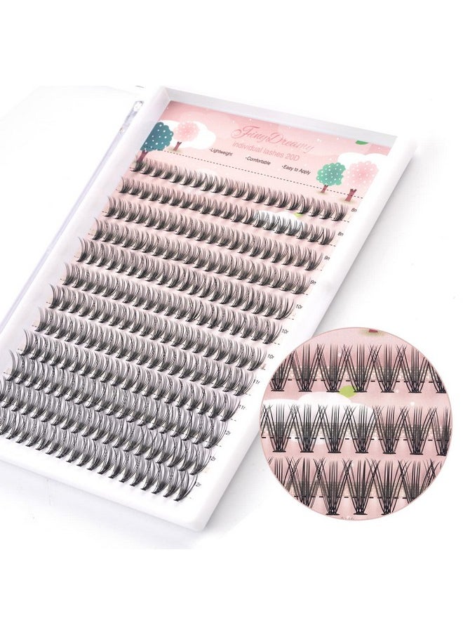 20D Lash Clusters, 240pcs Individual Lash Extensions 20D Volume Cluster Lashes, 8-12mm Mix Lengths C Curl 0.07mm Thickness eyelash Individual Cluster Lashes Apply Under your Lashes(8/9/10/11/12mm)