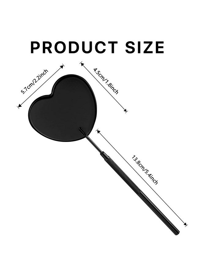 Miuffue Lovely Lash Mirror, Heart Shaped Detachable Stainless Steel Eyelash Mirror, 2.2inch Lash Mirror for Eyelash Extensions, Lash Extension Supplies and Tool for Lash Techs, Black