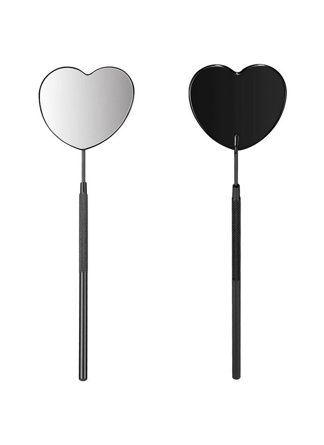 Miuffue Lovely Lash Mirror, Heart Shaped Detachable Stainless Steel Eyelash Mirror, 2.2inch Lash Mirror for Eyelash Extensions, Lash Extension Supplies and Tool for Lash Techs, Black