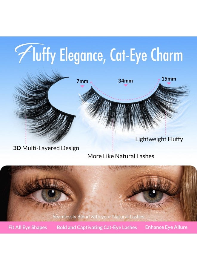 Bepholan False Eyelashes Natural Look Wispy 3D Super Fluffy False Lashes Volume Cat Eye Lashes 5 Pairs Faux Mink Lashes (DV05)