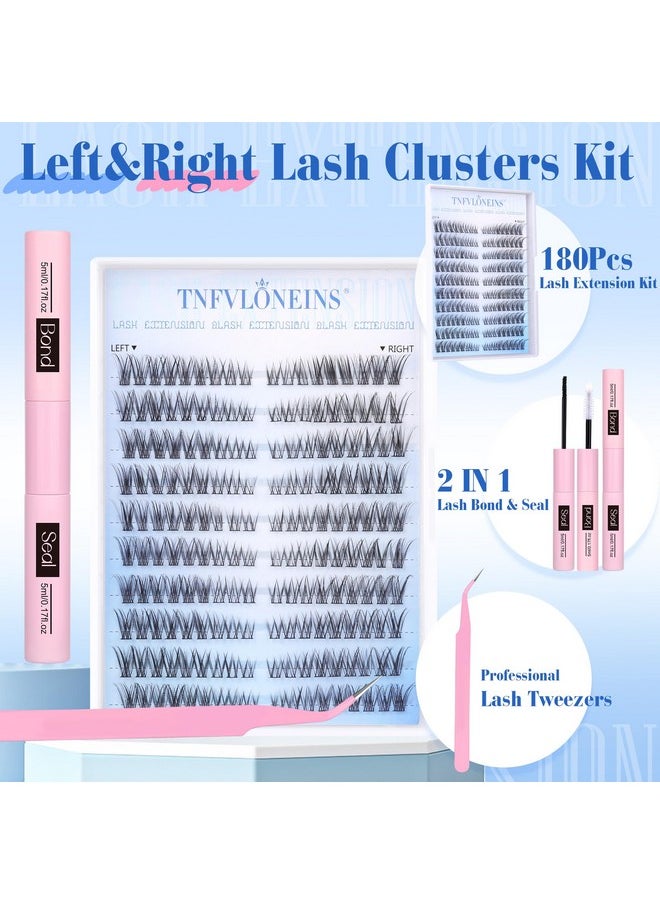 Wispy Lash Extension Kit Natural Lash Clusters 180Pcs Individual Lashes Clusters Kit Natural Eyelash Extension Kit C Curl Cluster Eyelash Extensions with Bond and Seal and Tweezers by TNFVLONEINS