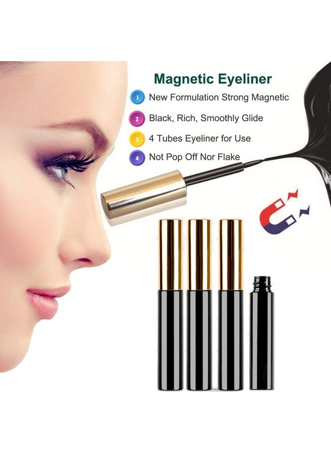 DAODER Wispy Magnetic Eyelashes Natural Magnetic Lashes Dramatic Magnetic False Eyelashes long with 4 Magnetic Eyeliner Kit 10 Various Magnetic Fake Eyelashes Strip with 6 Magnets Reusable