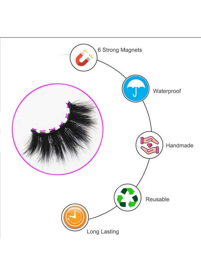 DAODER Wispy Magnetic Eyelashes Natural Magnetic Lashes Dramatic Magnetic False Eyelashes long with 4 Magnetic Eyeliner Kit 10 Various Magnetic Fake Eyelashes Strip with 6 Magnets Reusable