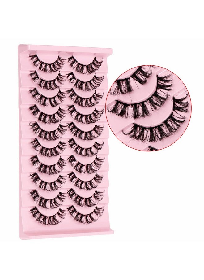DSLONG 10 Pairs Cluster Lashes D Curl Russian Strip Lashes Fluffy False Eyelashes Individual Natural Wispy Lashes DIY Eyelashes Extension At Home (D01)
