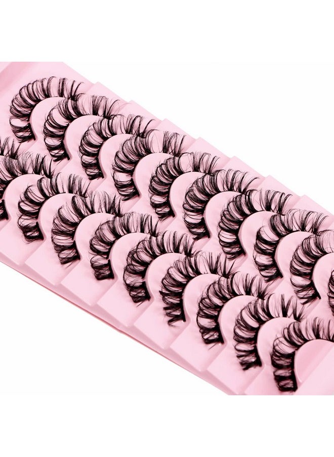 DSLONG 10 Pairs Cluster Lashes D Curl Russian Strip Lashes Fluffy False Eyelashes Individual Natural Wispy Lashes DIY Eyelashes Extension At Home (D01)