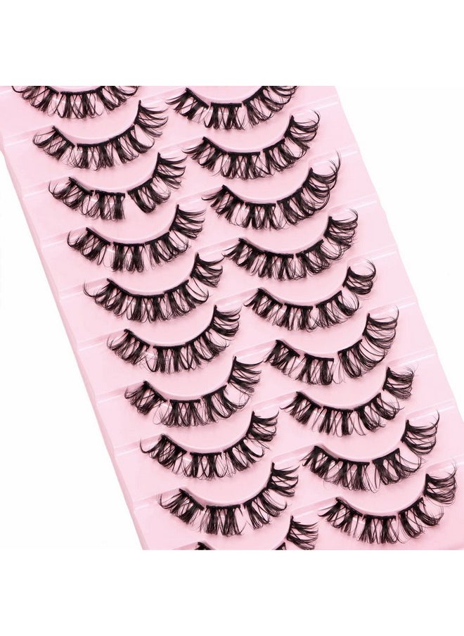 DSLONG 10 Pairs Cluster Lashes D Curl Russian Strip Lashes Fluffy False Eyelashes Individual Natural Wispy Lashes DIY Eyelashes Extension At Home (D01)