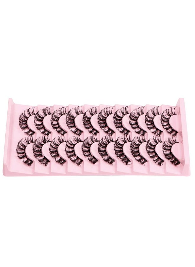 DSLONG 10 Pairs Cluster Lashes D Curl Russian Strip Lashes Fluffy False Eyelashes Individual Natural Wispy Lashes DIY Eyelashes Extension At Home (D01)
