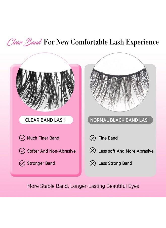 Eyelashes Natural Look False Lashes - Bepholan Fake Eyelashes 5D Super Fluffy False Eyelashes Clear Band Wispy Lashes 3-Pack Faux Mink Lashes(XMZ92)