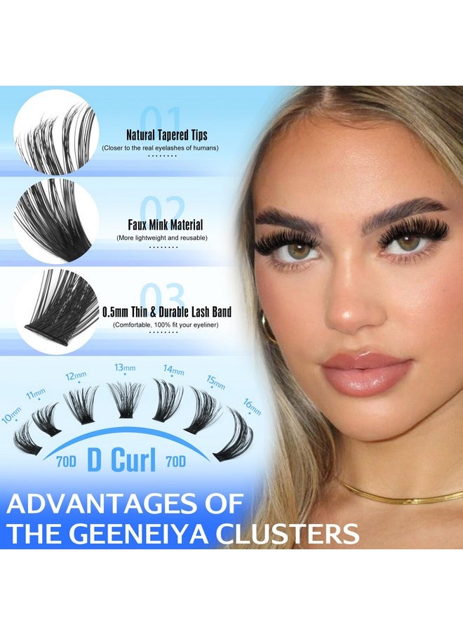 Geeneiya Wispy Lash Clusters Kit 70D+90D Lash Extension Kit 10-18mm Natural Cluster Eyelash Extensions Kit Individual Lashes with Waterproof Lash Bond and Seal Glue, Lash Tweezers (300PCS)