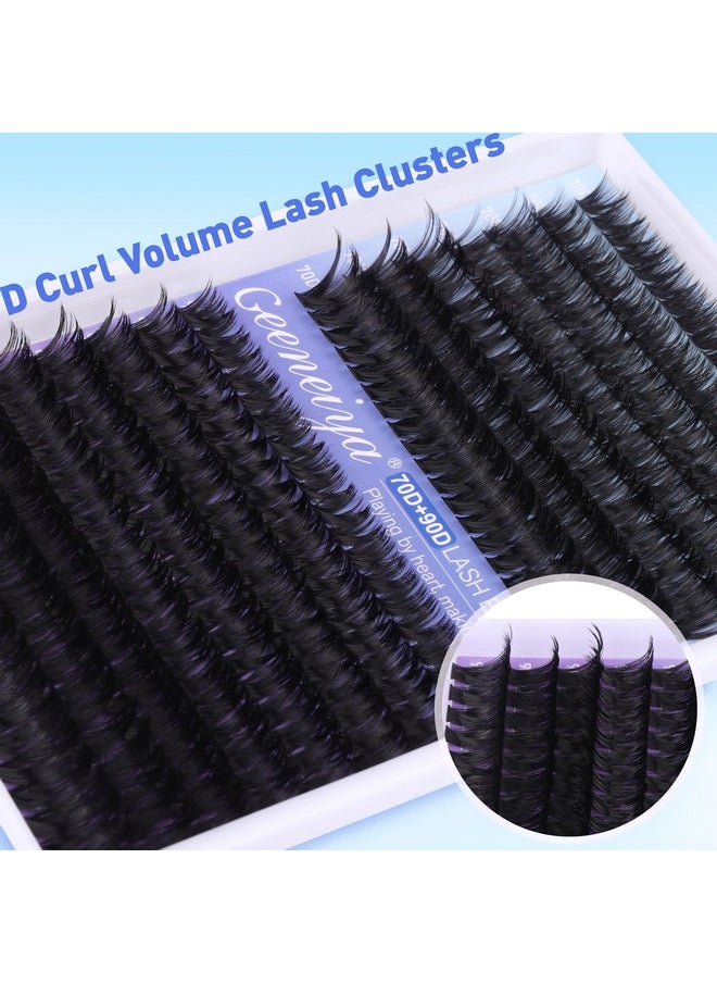 Geeneiya Wispy Lash Clusters Kit 70D+90D Lash Extension Kit 10-18mm Natural Cluster Eyelash Extensions Kit Individual Lashes with Waterproof Lash Bond and Seal Glue, Lash Tweezers (300PCS)