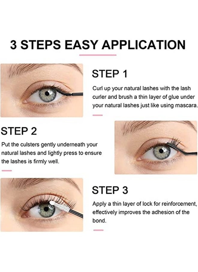 Fenshine Cluster Lashes Extensions, 120Pcs Individual Lashes Wide Stem D Curl Mix 9-15mm Length DIY Eyelash Extension Individual Soft False Lashes for Personal Use at Home