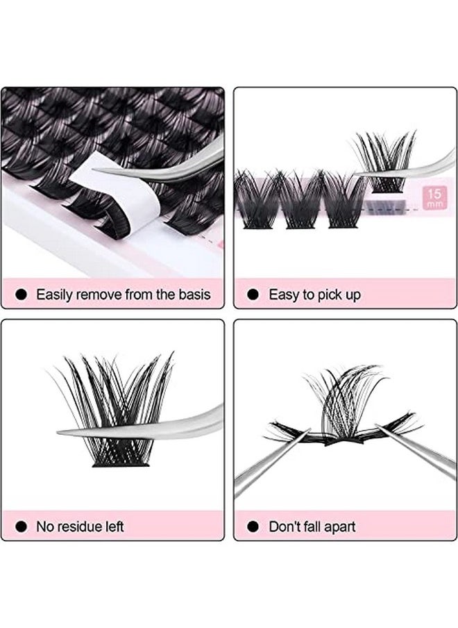 Fenshine Cluster Lashes Extensions, 120Pcs Individual Lashes Wide Stem D Curl Mix 9-15mm Length DIY Eyelash Extension Individual Soft False Lashes for Personal Use at Home