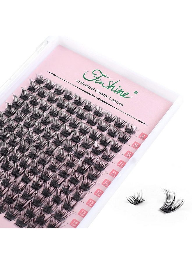 Fenshine Cluster Lashes Extensions, 120Pcs Individual Lashes Wide Stem D Curl Mix 9-15mm Length DIY Eyelash Extension Individual Soft False Lashes for Personal Use at Home