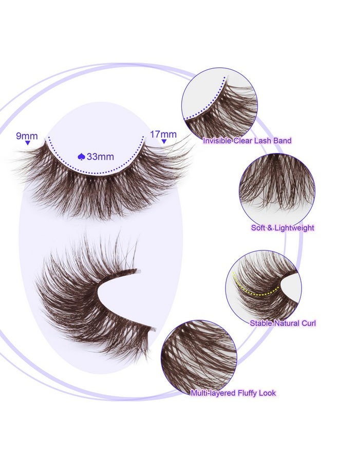 ALICE Brown Lashes False Lashes Natural Look Eyelashes Cat Eye Faux Mink Lashes with Clear Band Wispy Fake Eyelashes Lash Strips 8 Pairs