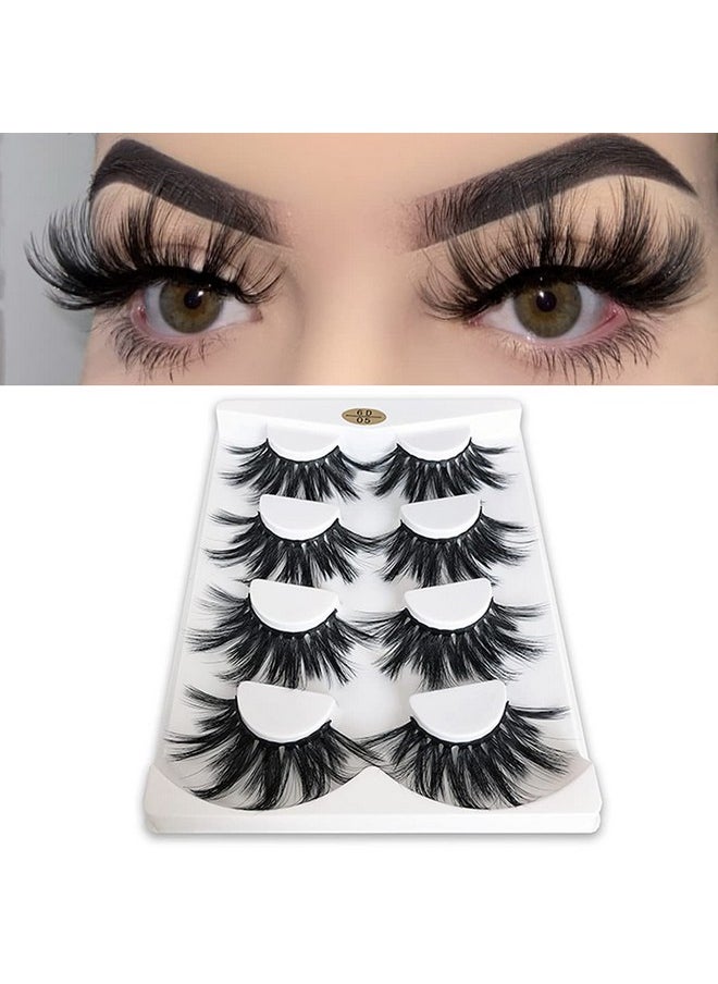 MIKIWI 25mm Lashes, Dramatic 6D Faux Mink Lashes, Fluffy Volume Eyelashes, Thick Crossed Lashes, Long Faux 25mm Mink Lashes (6D4-05)