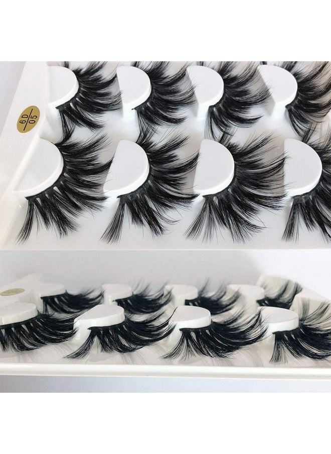 MIKIWI 25mm Lashes, Dramatic 6D Faux Mink Lashes, Fluffy Volume Eyelashes, Thick Crossed Lashes, Long Faux 25mm Mink Lashes (6D4-05)
