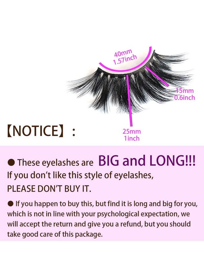 MIKIWI 25mm Lashes, Dramatic 6D Faux Mink Lashes, Fluffy Volume Eyelashes, Thick Crossed Lashes, Long Faux 25mm Mink Lashes (6D4-05)