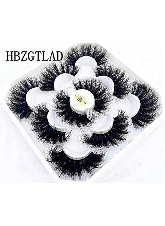 HBZGTLAD new 5 Pairs 25 mm 3d Mink Lashes Bulk Faux with Custom Natural Mink Lashes Pack Short Wholesales False Eyelashes (9D-03)