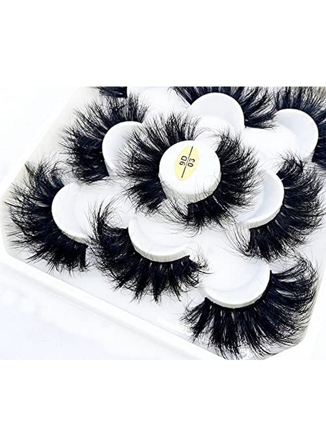 HBZGTLAD new 5 Pairs 25 mm 3d Mink Lashes Bulk Faux with Custom Natural Mink Lashes Pack Short Wholesales False Eyelashes (9D-03)