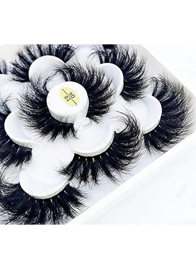 HBZGTLAD new 5 Pairs 25 mm 3d Mink Lashes Bulk Faux with Custom Natural Mink Lashes Pack Short Wholesales False Eyelashes (9D-03)