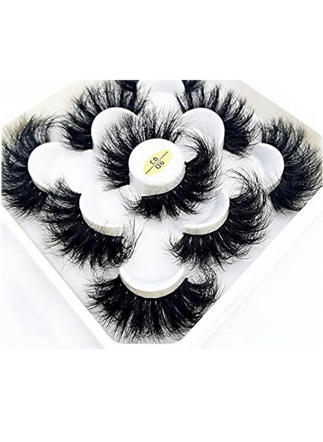 HBZGTLAD new 5 Pairs 25 mm 3d Mink Lashes Bulk Faux with Custom Natural Mink Lashes Pack Short Wholesales False Eyelashes (9D-03)