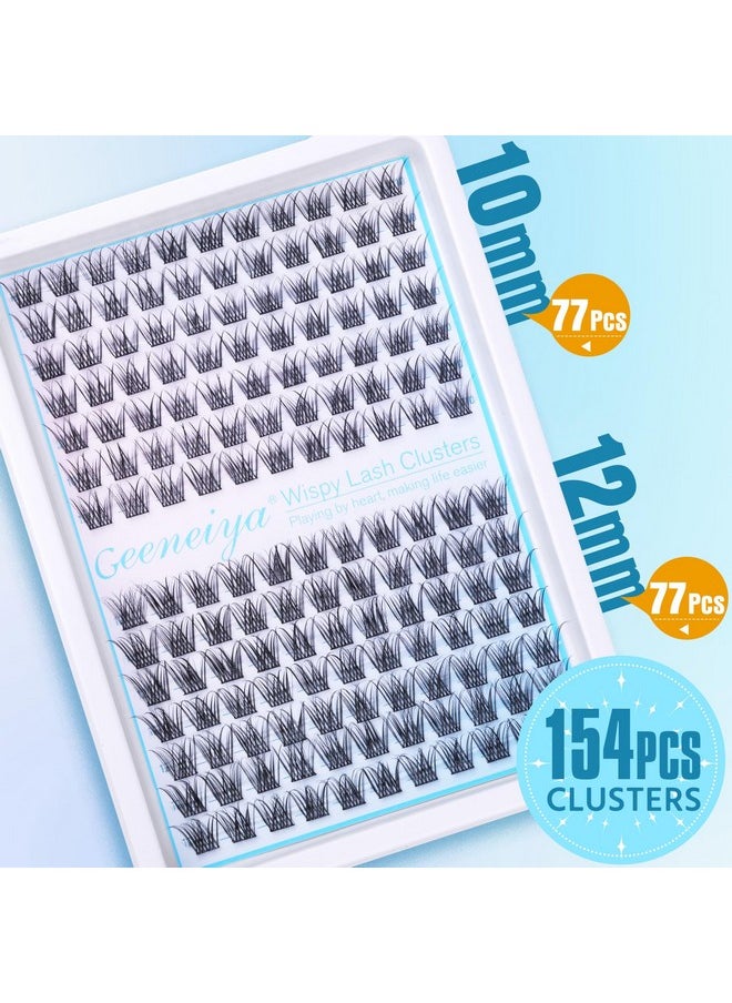 Short Lash Clusters Wispy C Curl Eyelash Clusters 10-12MM Individual Eyelashes Natural Cluster Eyelash Extensions Natural Looking Cluster Lashes by Geeneiya（154PCS, C Curl, 10-12mm)