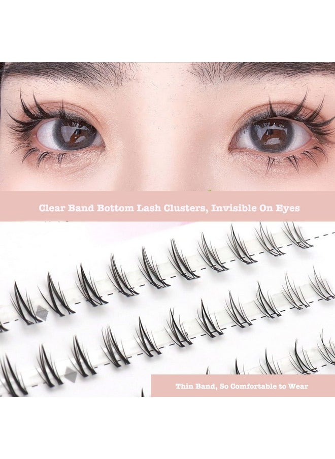 Bottom Lash Clusters DIY Eyelash Extensions - DAODER 90pcs Wispy Natural Look Clear Band Lashes for Bottom Eyelashes 6mm