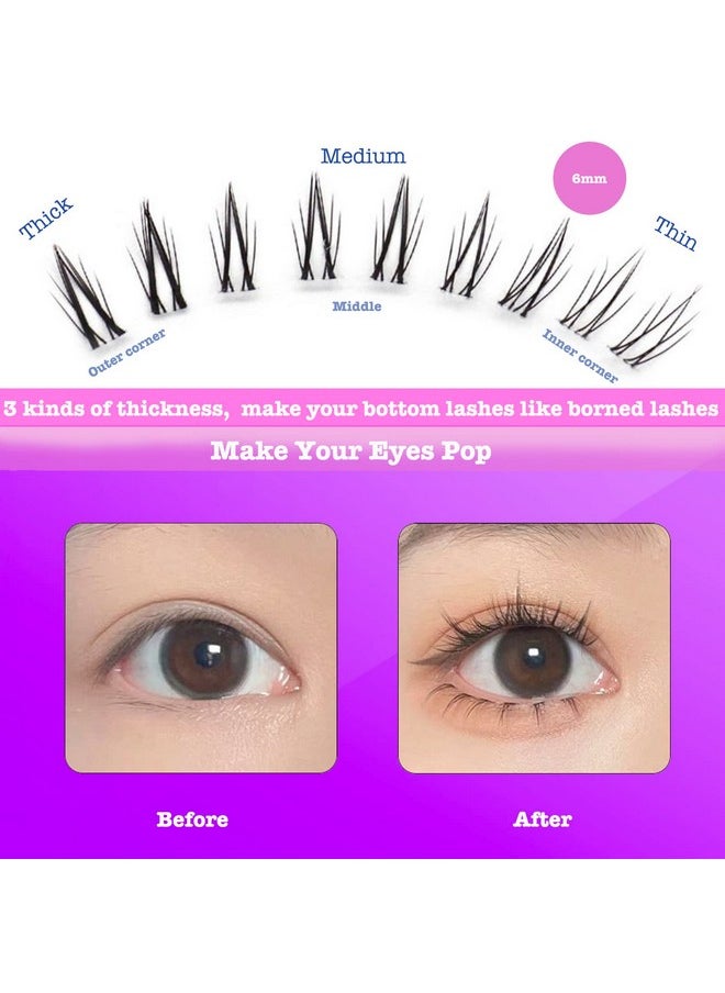 Bottom Lash Clusters DIY Eyelash Extensions - DAODER 90pcs Wispy Natural Look Clear Band Lashes for Bottom Eyelashes 6mm