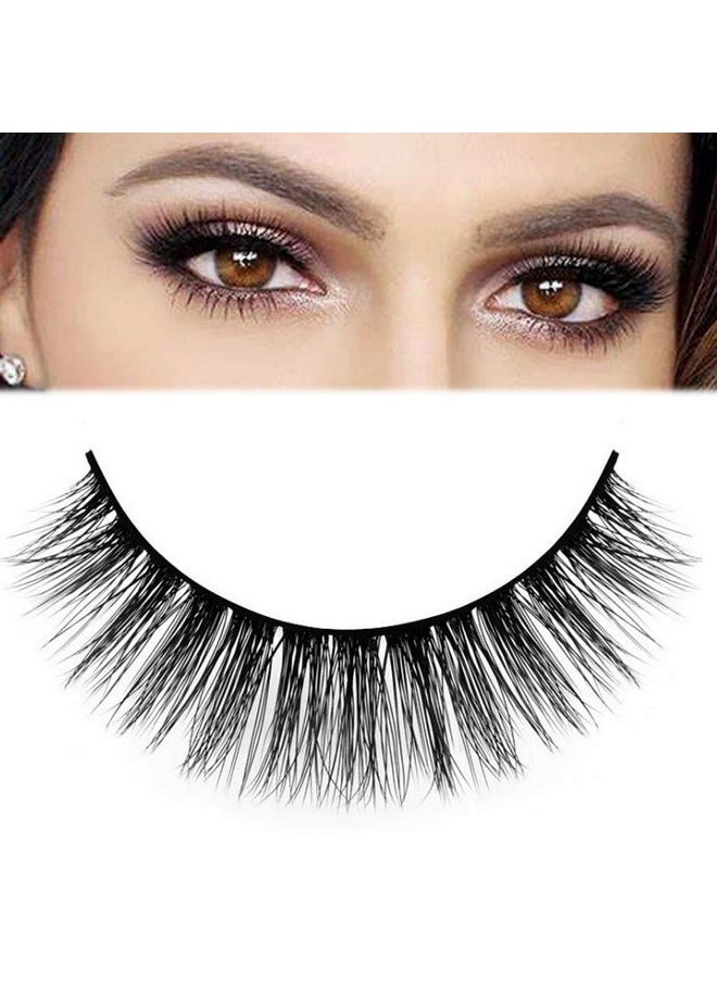 DAODER False Eyelashes Lashes Natural Look Thick Short 3D Faux Mink Lashes Strip 10mm Reusable Soft Wispy Lashes Pack Vegan Natural Lashes 10 Pairs(Natural Short lashes)