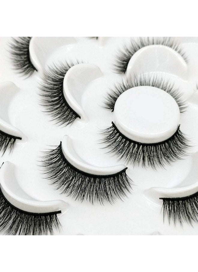 DAODER False Eyelashes Lashes Natural Look Thick Short 3D Faux Mink Lashes Strip 10mm Reusable Soft Wispy Lashes Pack Vegan Natural Lashes 10 Pairs(Natural Short lashes)