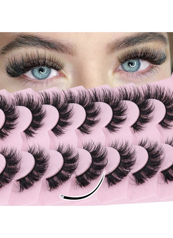 Mink Lashes Natural Look False Eyelashes Fluffy Flat Eyelashes 3D Mink Lashes Wispy Strips Lashes 7 Pairs Multipack by Focipeysa