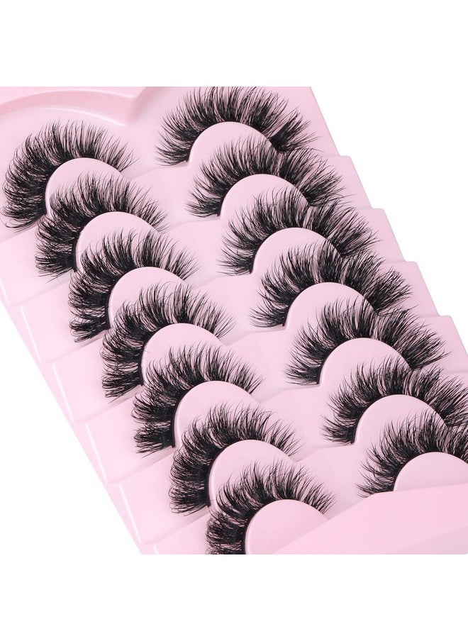 Mink Lashes Natural Look False Eyelashes Fluffy Flat Eyelashes 3D Mink Lashes Wispy Strips Lashes 7 Pairs Multipack by Focipeysa