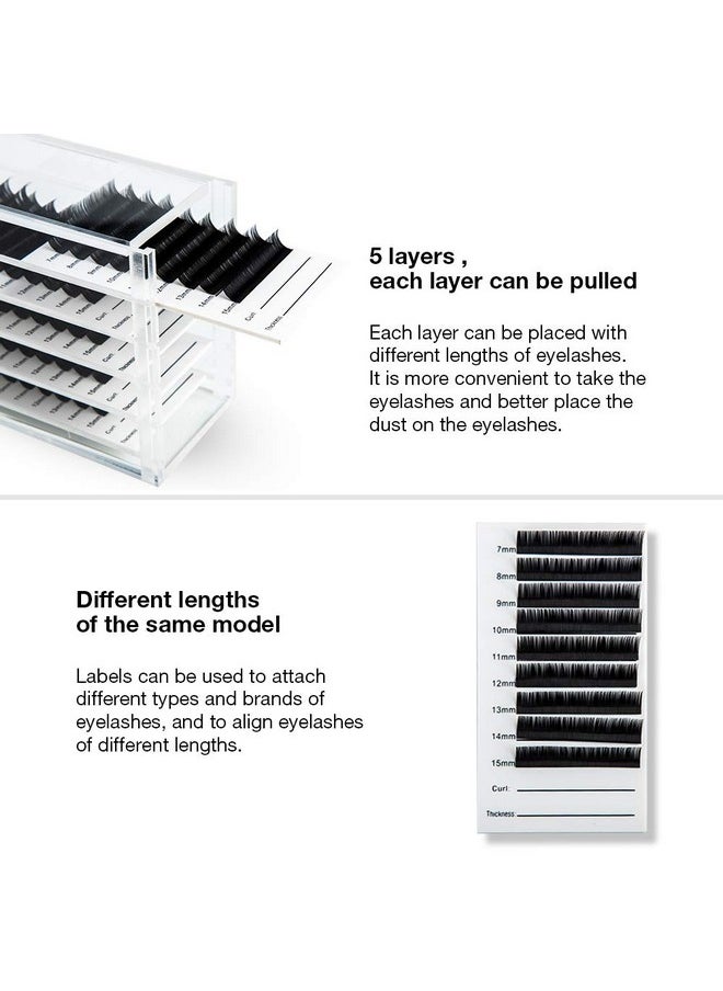 Acrylic 5 Layers clear Eyelash Storage Box, Makeup Display Container, Eyelashes Holder Case Grafting, Eyelash Transparent Box Extension Tool