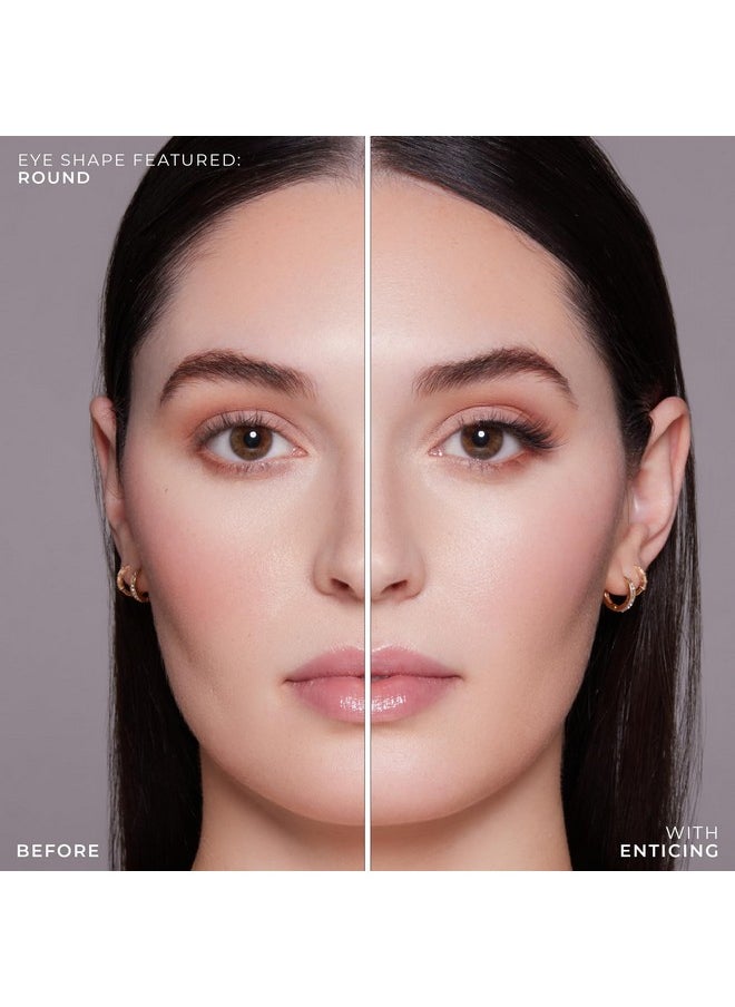 Lilly Lashes Sheer Band, False Eyelashes w/Invisible Band Lashes, Half Lashes Natural Look, Half Lash Cateye Style, Clear Band Lashes, Reusable Eyelashes 20x, Lash Glue not Included,13.5mm (Enticing)