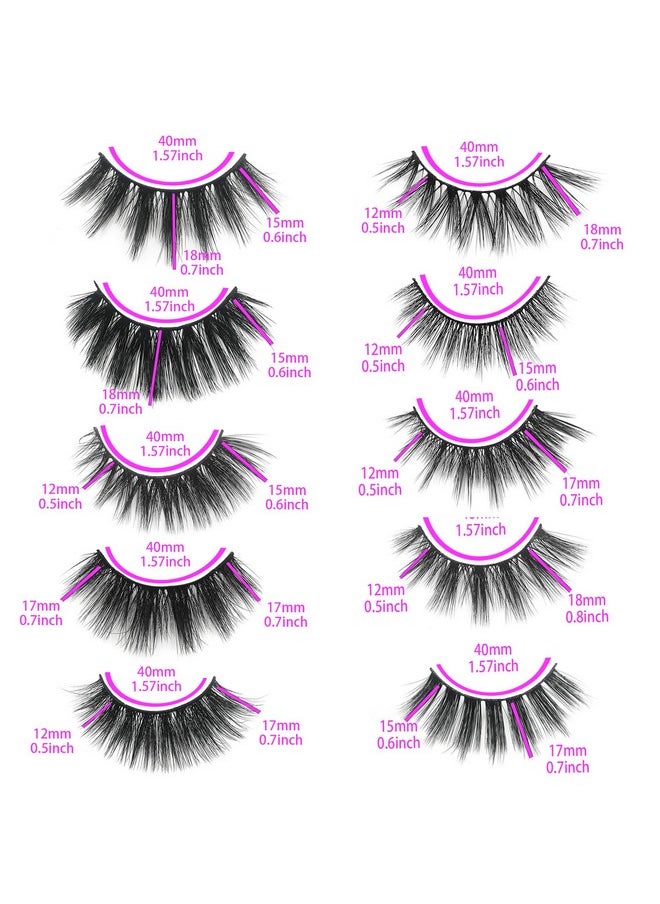 False Eyelashes MIKIWI 10 Pack Lahes, 12-20mm Wholesale 5D Fake Mink lashes, Fuffy Natural Volume eye Lashes, individual package Faux Mink EyeLashes