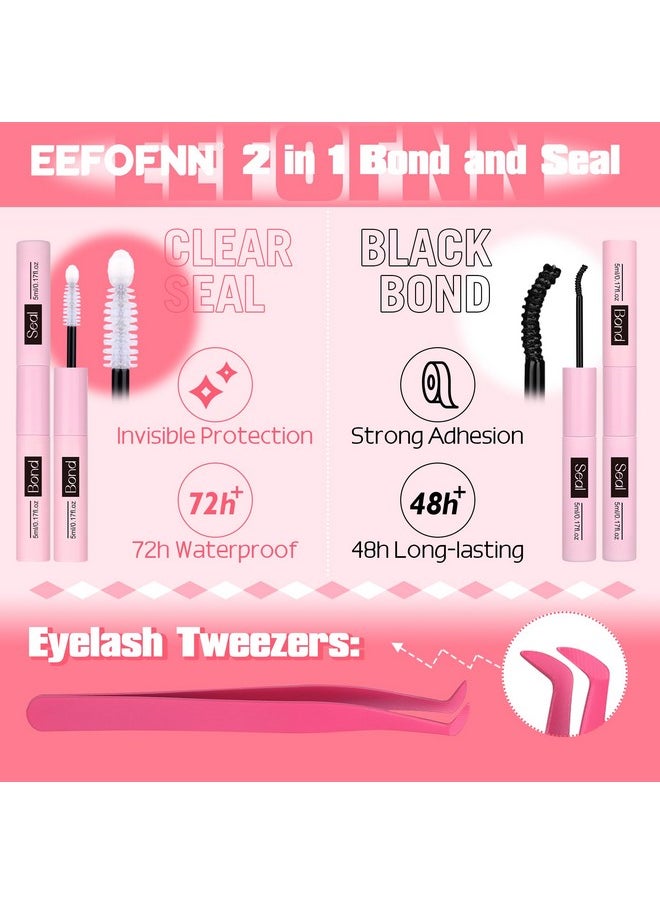 Eefofnn Fluffy Lash Extension Kit 240pcs DIY Individual Eyelashes Kit 80D+100D Cluster Lashes with Bond and Seal Lash Glue Tweezers 10-20MM D Curl Volume Eyelash Extensions DIY Lashes Extension Kit