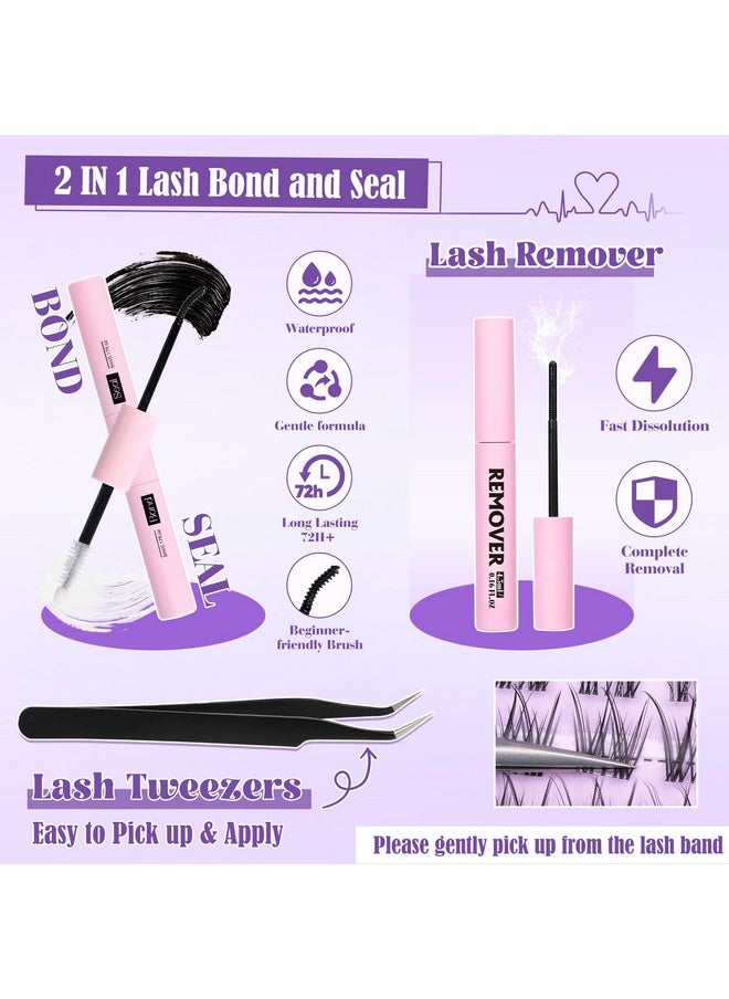 ALICE Natural Lash Extensions Kit Invisible Band Lash Clusters Kit Wispy10-14mm Eyelash Extensions C Curl Individual Cluster Lashes Kit with Lash Remover DIY at Home