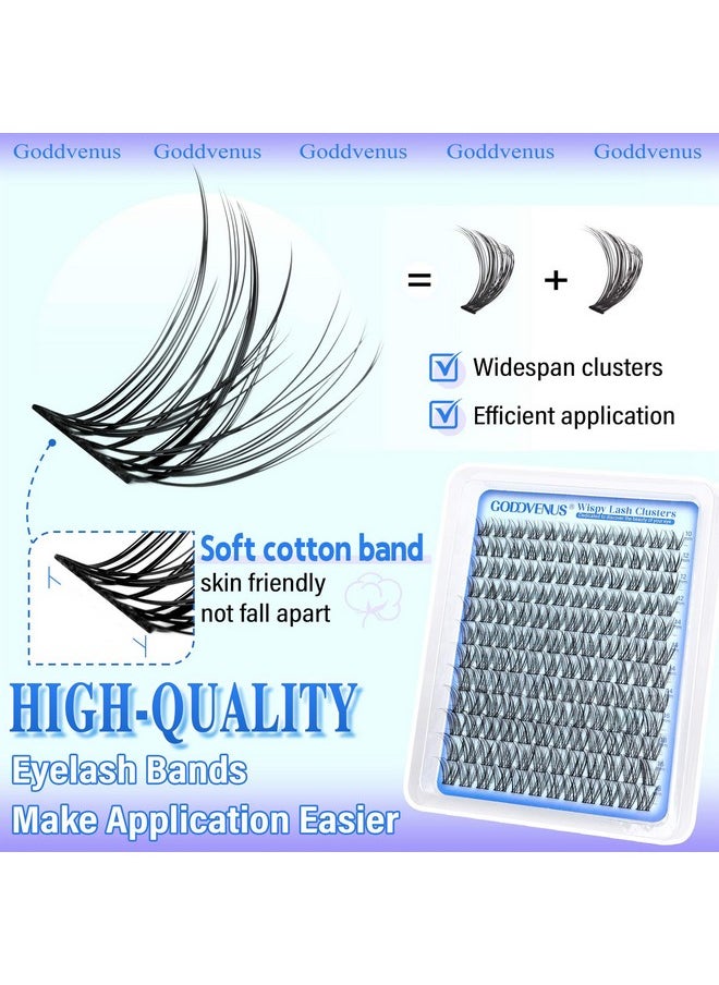 Goddvenus Wispy Lash Clusters 10-16mm Lashes Clusters Eyelash Extensions Natural Individual Lashes 144pcs D Curl Lash Extension DIY Soft Comfortable Eyelash Clusters with Cotton Band