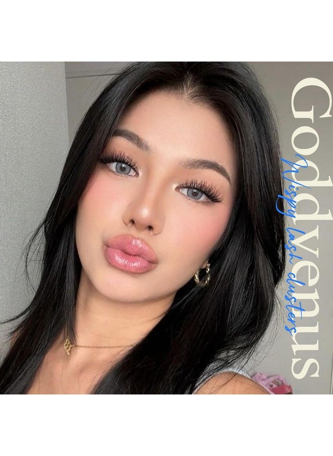 Goddvenus Wispy Lash Clusters 10-16mm Lashes Clusters Eyelash Extensions Natural Individual Lashes 144pcs D Curl Lash Extension DIY Soft Comfortable Eyelash Clusters with Cotton Band