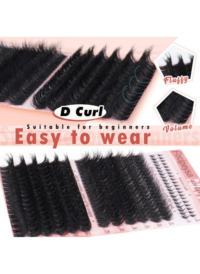 Focipeysa Eyelash Clusters 100D 200D Lashes Extensions with Bottom Lash Volume Lash Clusters 256pcs Individual Eyelash Extensions 12-18mm Mixed Eyelash Extensions DIY D Curl Lash Extension at Home
