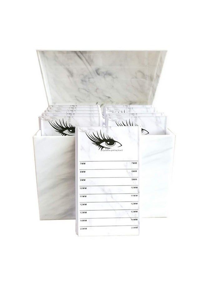 10 Layers Acrylic Eyelash Storage Box,Eyelash Holder Extension Tool,Makeup Organizer False Eyelashes Glue Pallet Holder, Grafting Eye lashes Close-Packed Display with 10 Pallets (Marble)