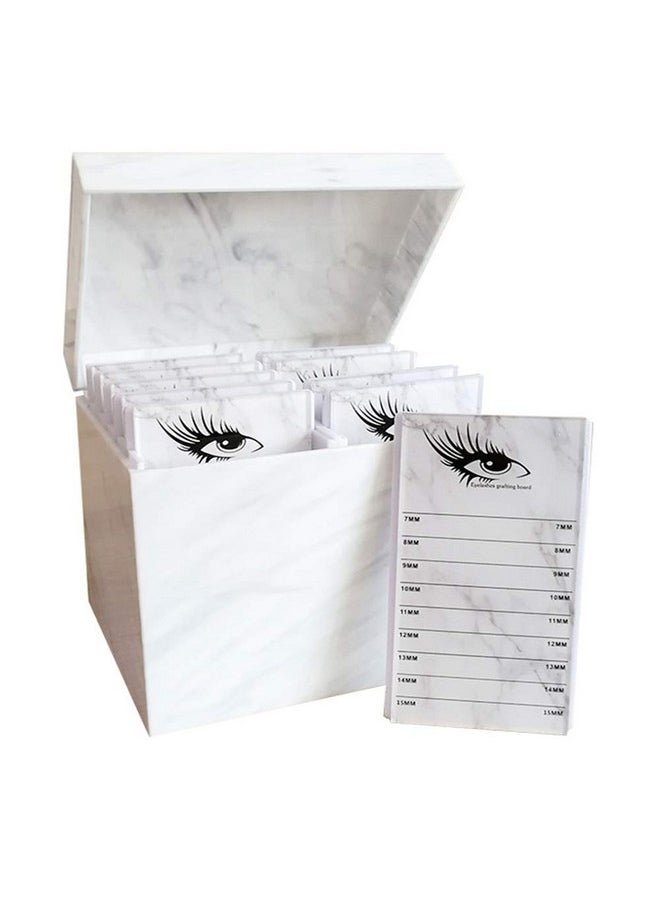 10 Layers Acrylic Eyelash Storage Box,Eyelash Holder Extension Tool,Makeup Organizer False Eyelashes Glue Pallet Holder, Grafting Eye lashes Close-Packed Display with 10 Pallets (Marble)