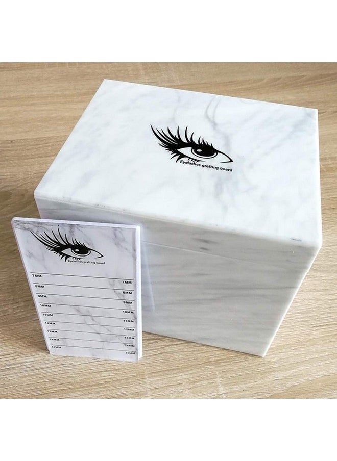 10 Layers Acrylic Eyelash Storage Box,Eyelash Holder Extension Tool,Makeup Organizer False Eyelashes Glue Pallet Holder, Grafting Eye lashes Close-Packed Display with 10 Pallets (Marble)