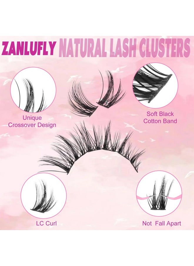 Lash Clusters Kit Cat Eye Wispy Eyelash Extension Kit Manga LC Individual Lashes Natural Fox Eye Eyelash Clusters Lash Extension with Lash Bond and Seal Lash Applicator,2Lash Brush (120Pcs,9-15MM)
